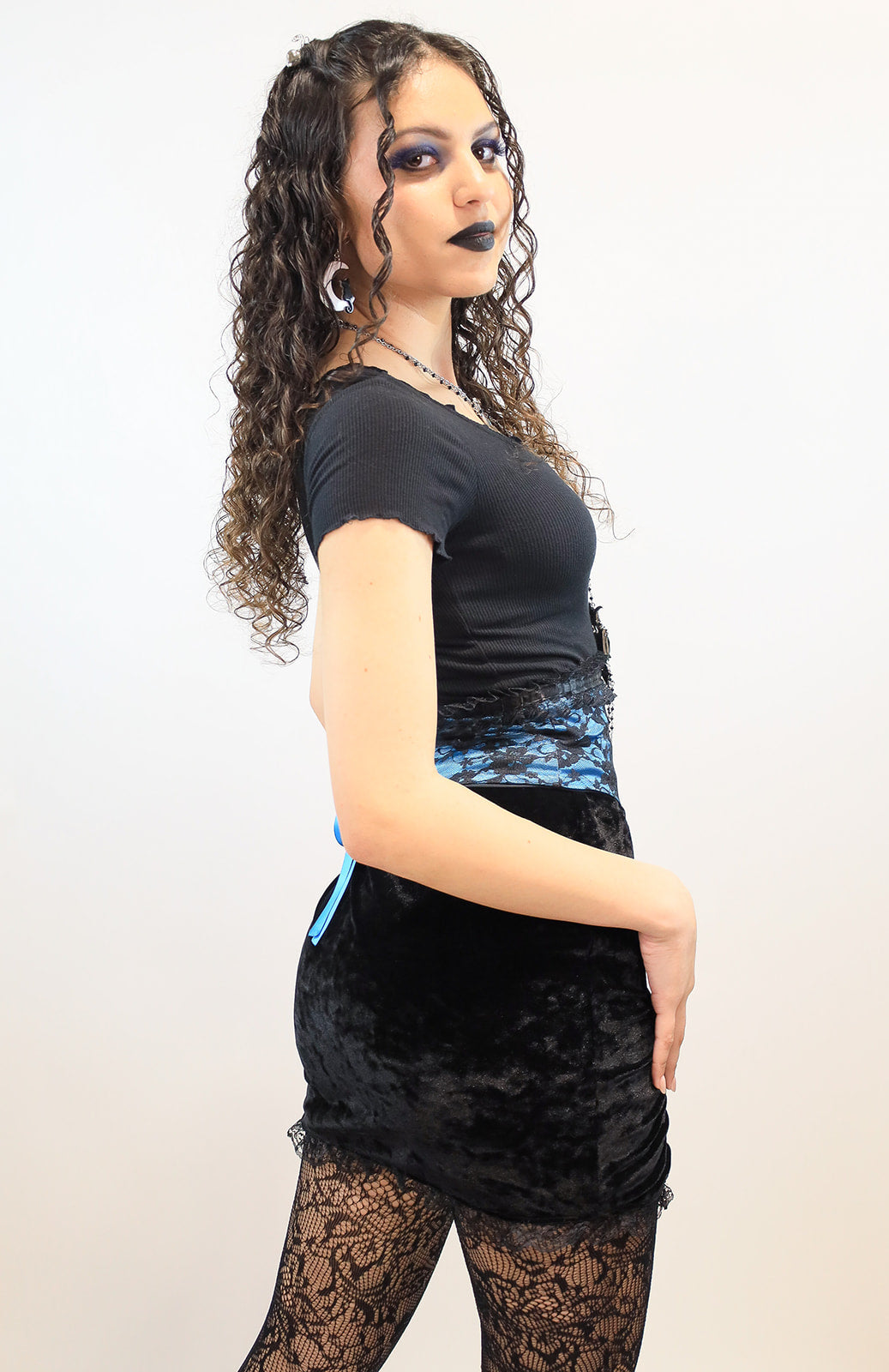 Lace Corset Belt with Ruffle Detail