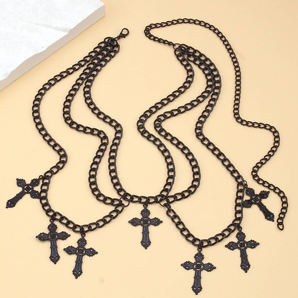 ALLOY HOLLOW CROSS PENDANT WAIST CHAIN BODY CHAIN_CWMM0652