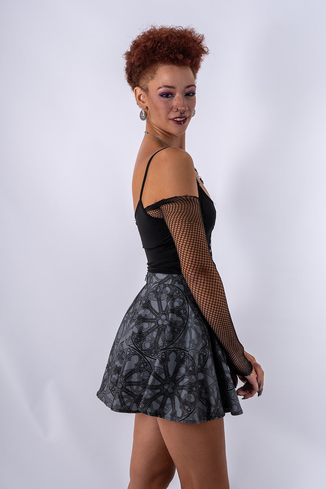 Red Rose Window Circle Skirt