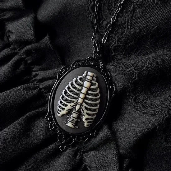 Gothic Cameo Rib Cage Necklace