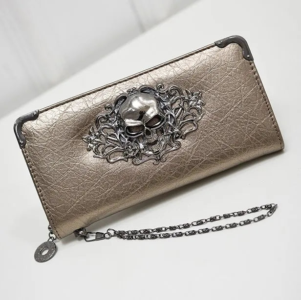 Skull Wallet Champagne with wristlet chain