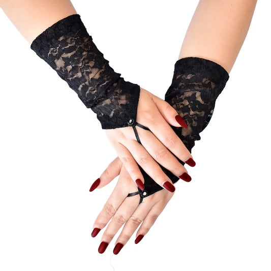 Short Lace Fingerless Gloves