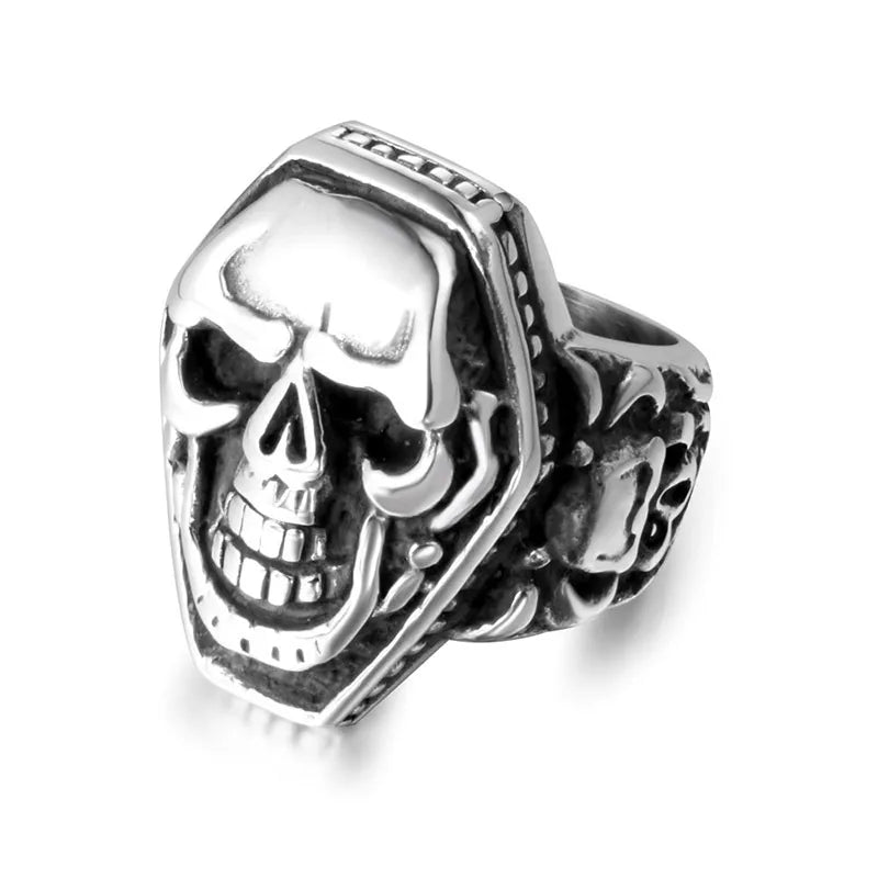Coffin Shaped Skull Ring