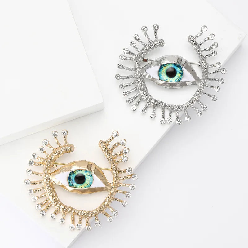 Devil Eye Brooch with Crystals