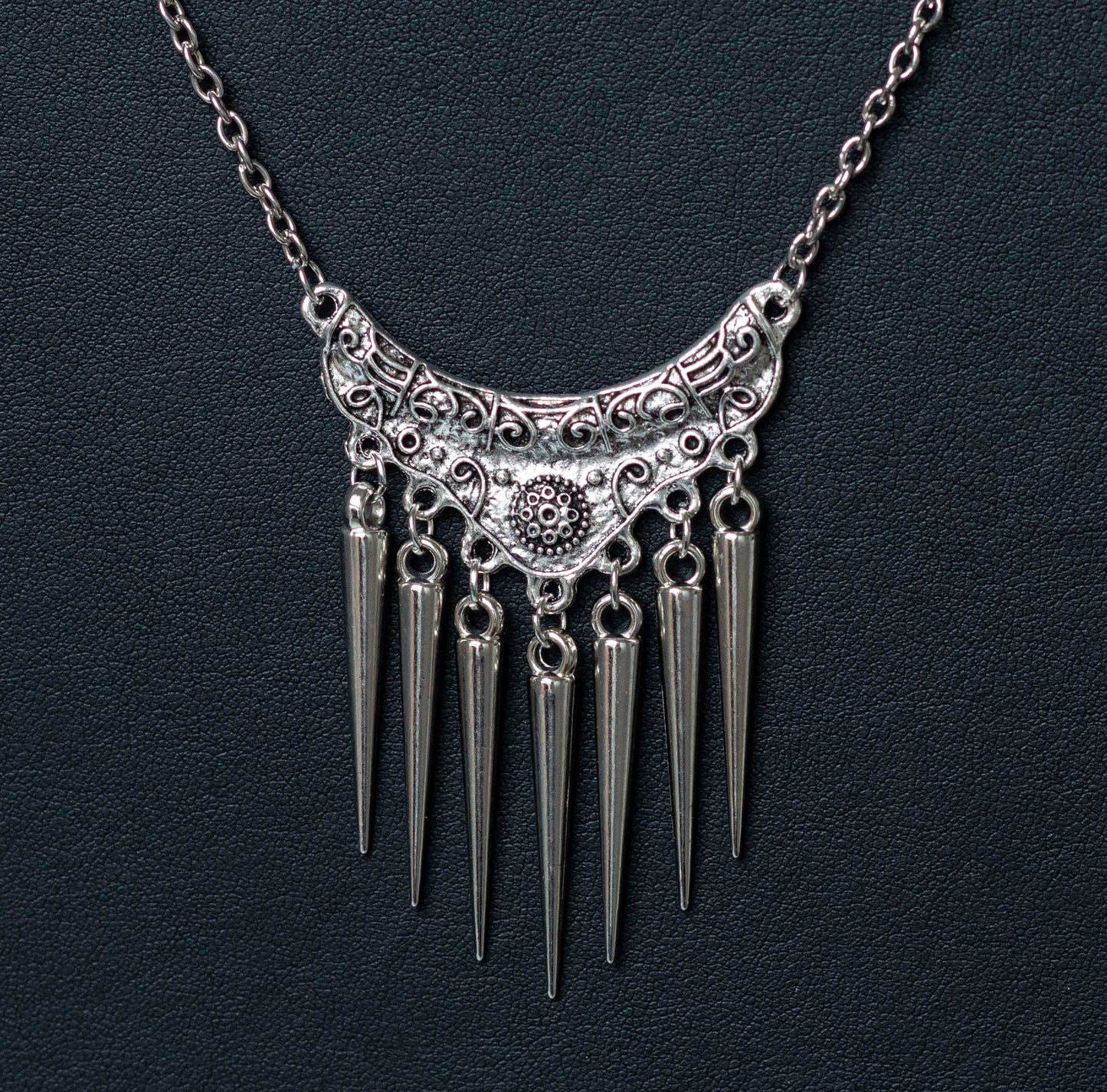 Medieval Inspired Necklace with Long Spikes
