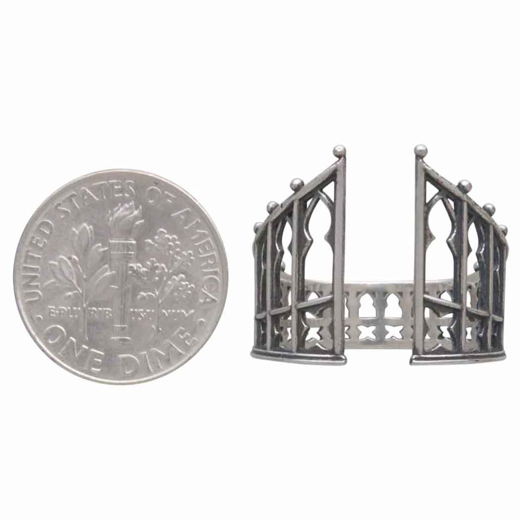 Sterling Silver or Bronze Adjustable Gothic Gate Ring