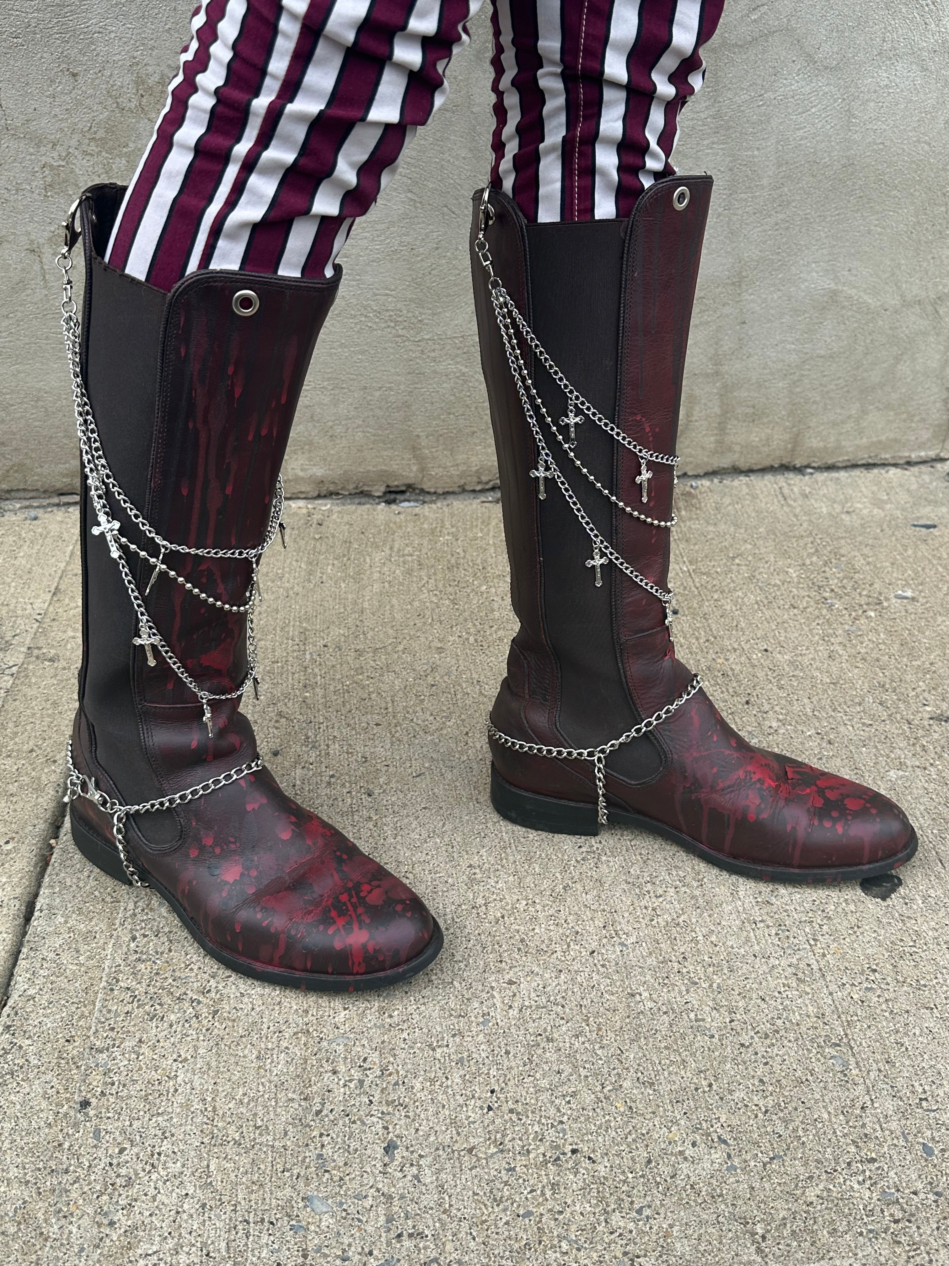 Killer Riding Boots with Chains sz 8.5