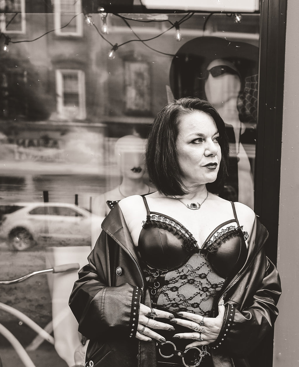 Plus Sized Lace Corset Top with Ruffle and O-Ring Trim