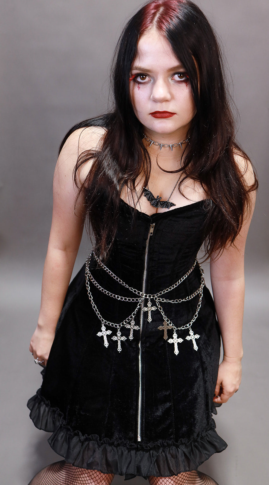 Black Velvet Corset A-line Dress