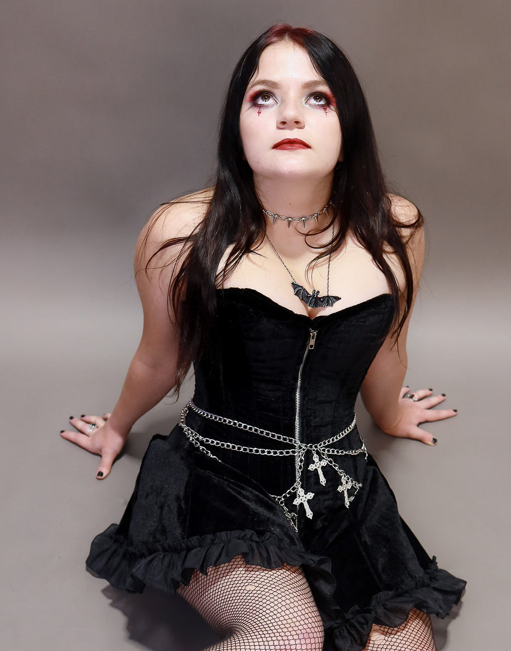 Black Velvet Corset A-line Dress