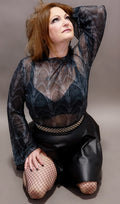 Cathedral Mesh Crop Top with Bell Sleeves