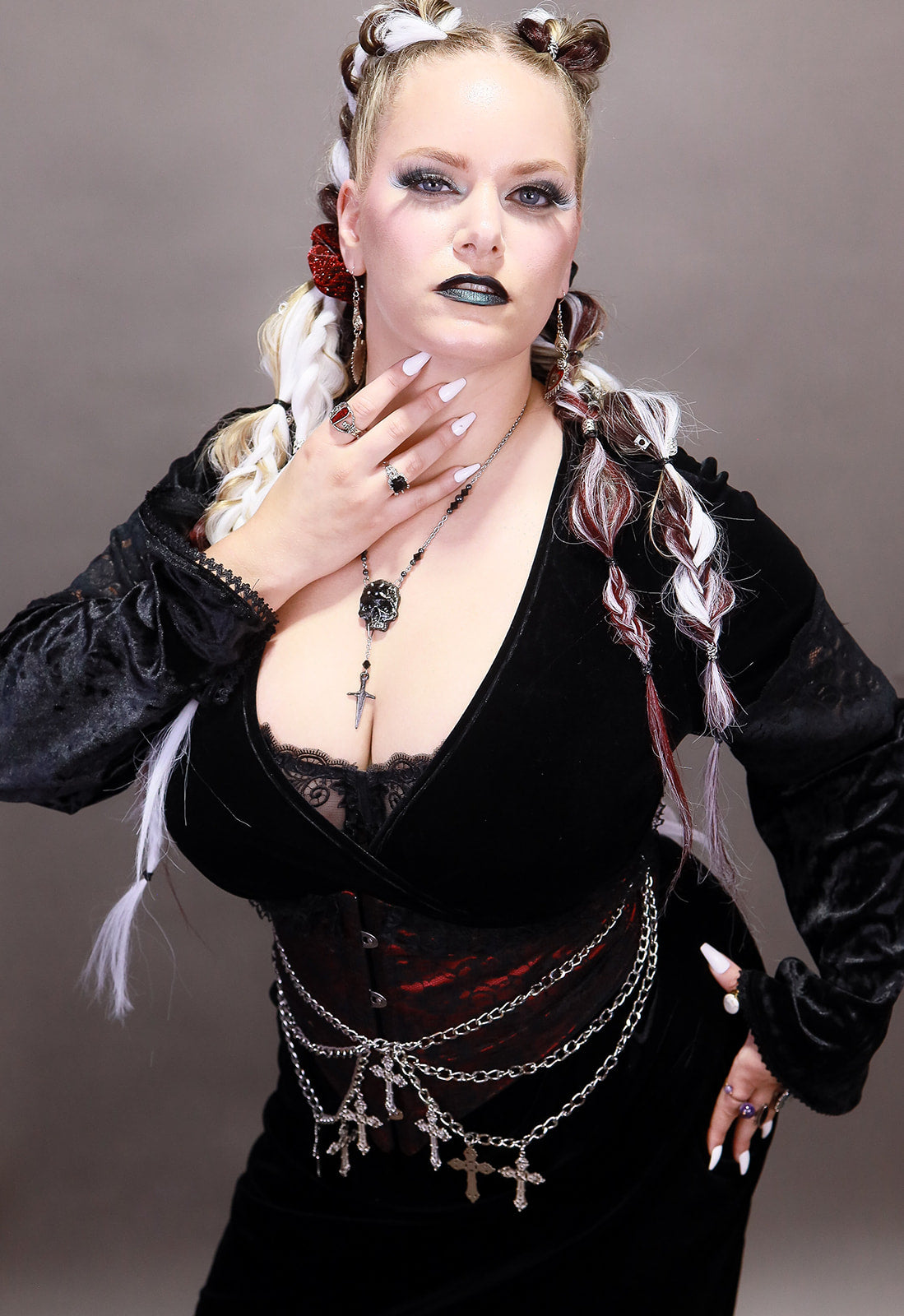 Plus Sized Vampiress Velvet Bodycon Wrap Dress