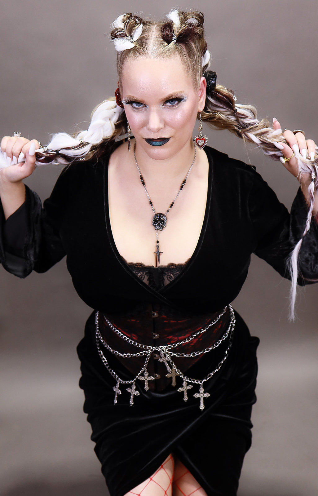 Plus Sized Vampiress Velvet Bodycon Wrap Dress