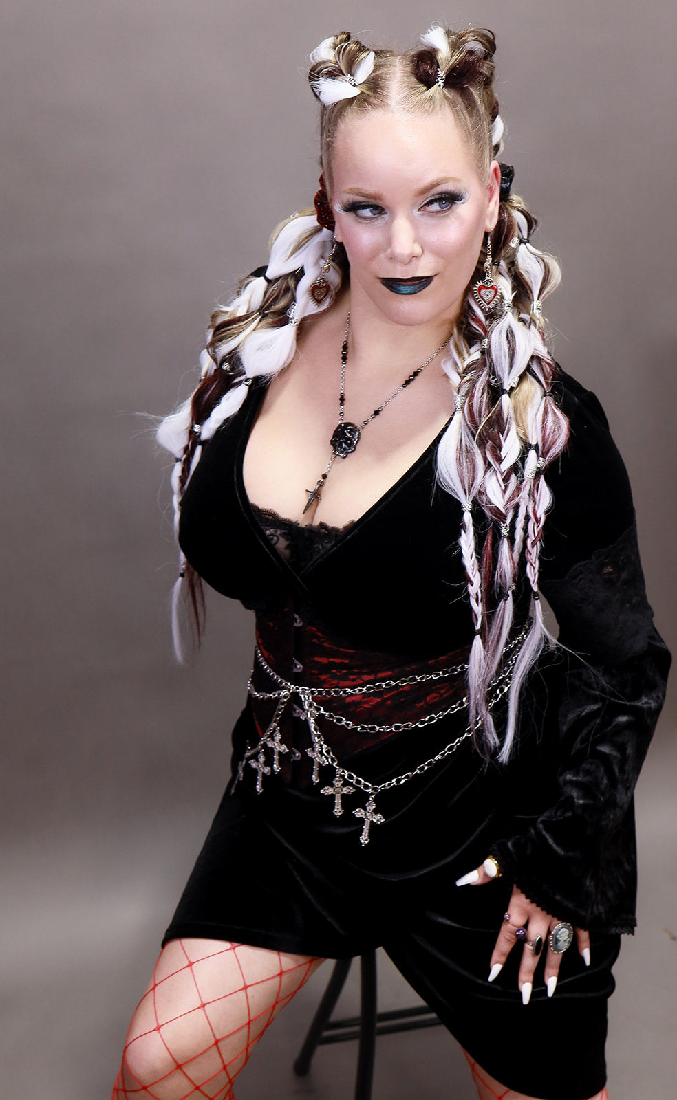 Plus Sized Vampiress Velvet Bodycon Wrap Dress