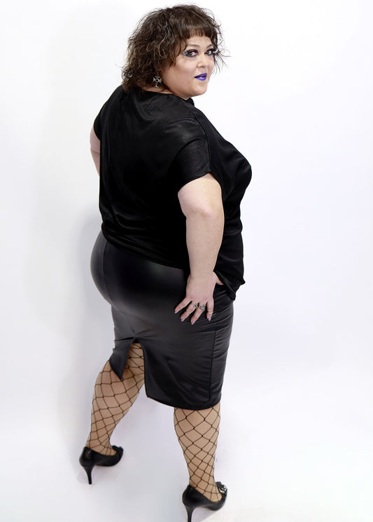 Vegan Leather Plus Size Pencil Skirt