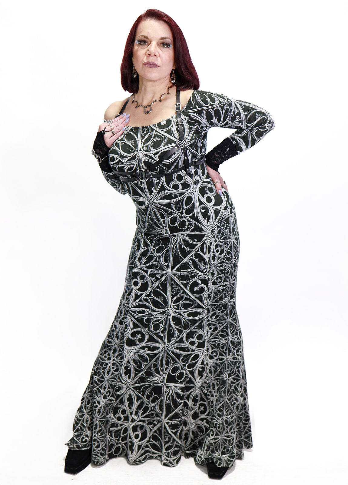 Gothic Lattice Mermaid Gown in Cotton/Spandex