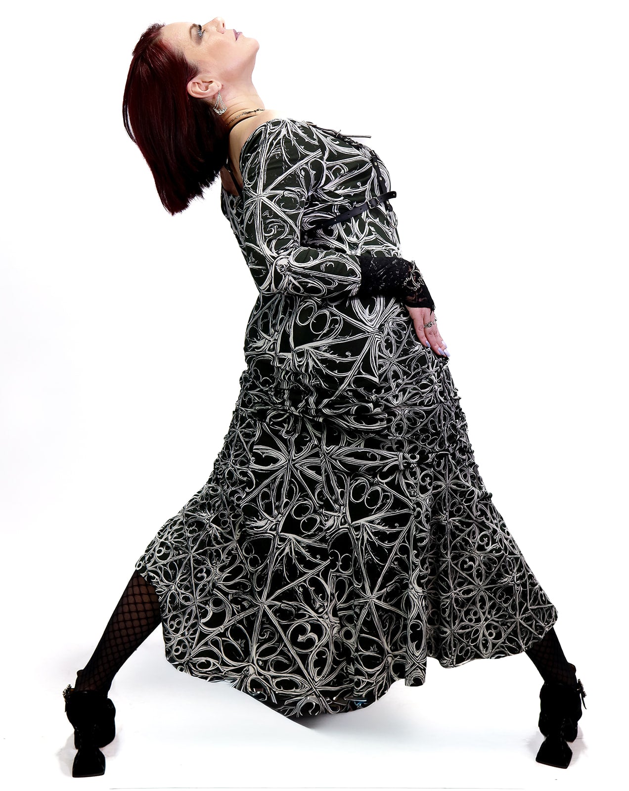 Gothic Lattice Mermaid Gown in Cotton/Spandex