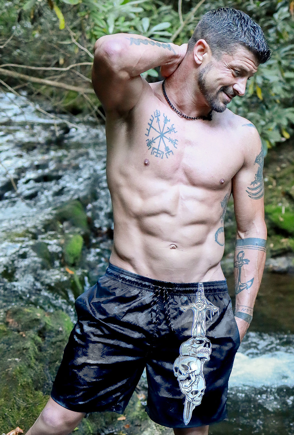 Men's Mid-Length Vampire Skulls Beach Shorts