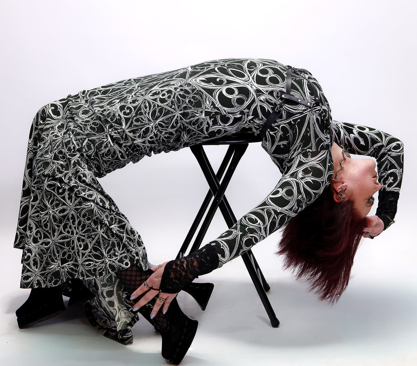 Gothic Lattice Mermaid Gown in Cotton/Spandex