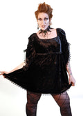 Black Gothic Baby Doll with Adjustable Gathered Statement Sleeve