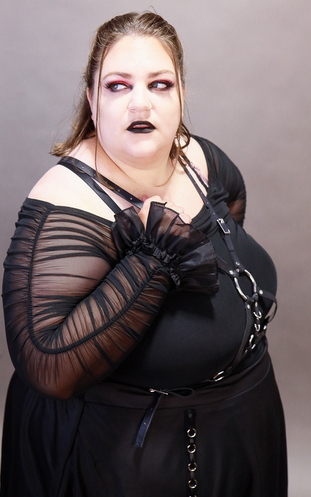 Plus Sized Off the Shoulder Mesh Blouse