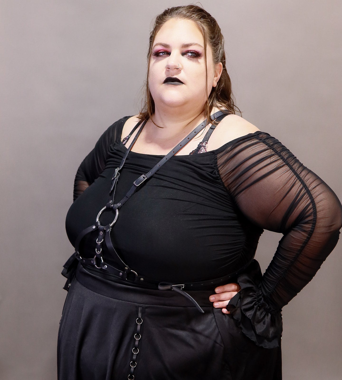 Plus Sized Off the Shoulder Mesh Blouse