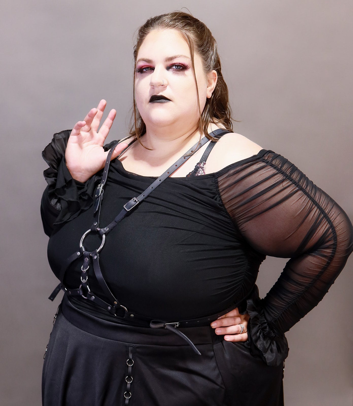 Plus Sized Off the Shoulder Mesh Blouse