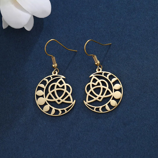 Moon Phase Celtic Knot Earrings