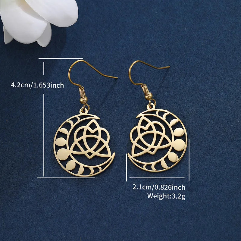 Moon Phase Celtic Knot Earrings
