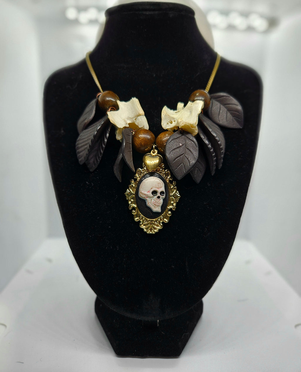 Hex & Bone Skull Cameo Necklace by Boneafide Arts