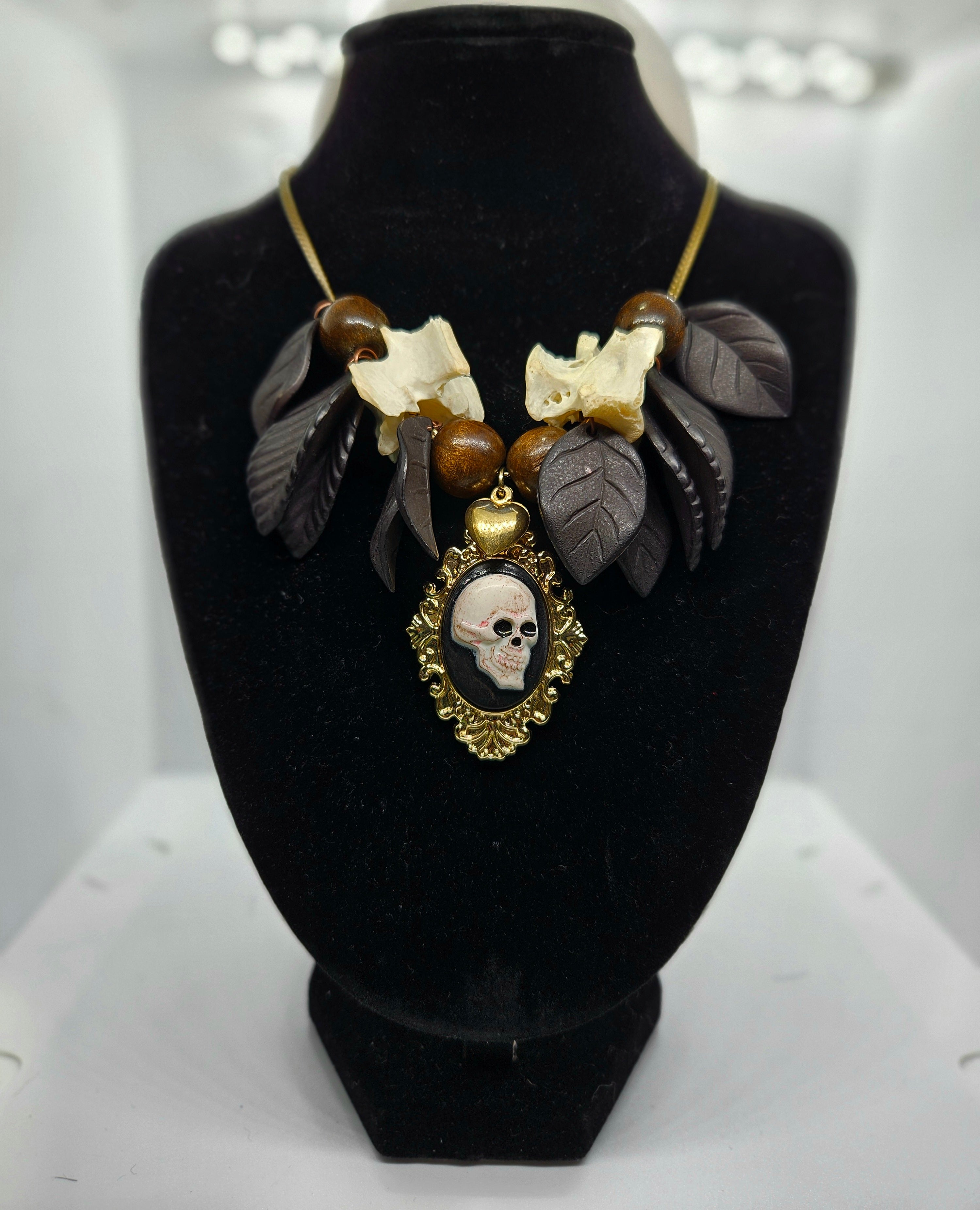 Hex & Bone Skull Cameo Necklace by Boneafide Arts