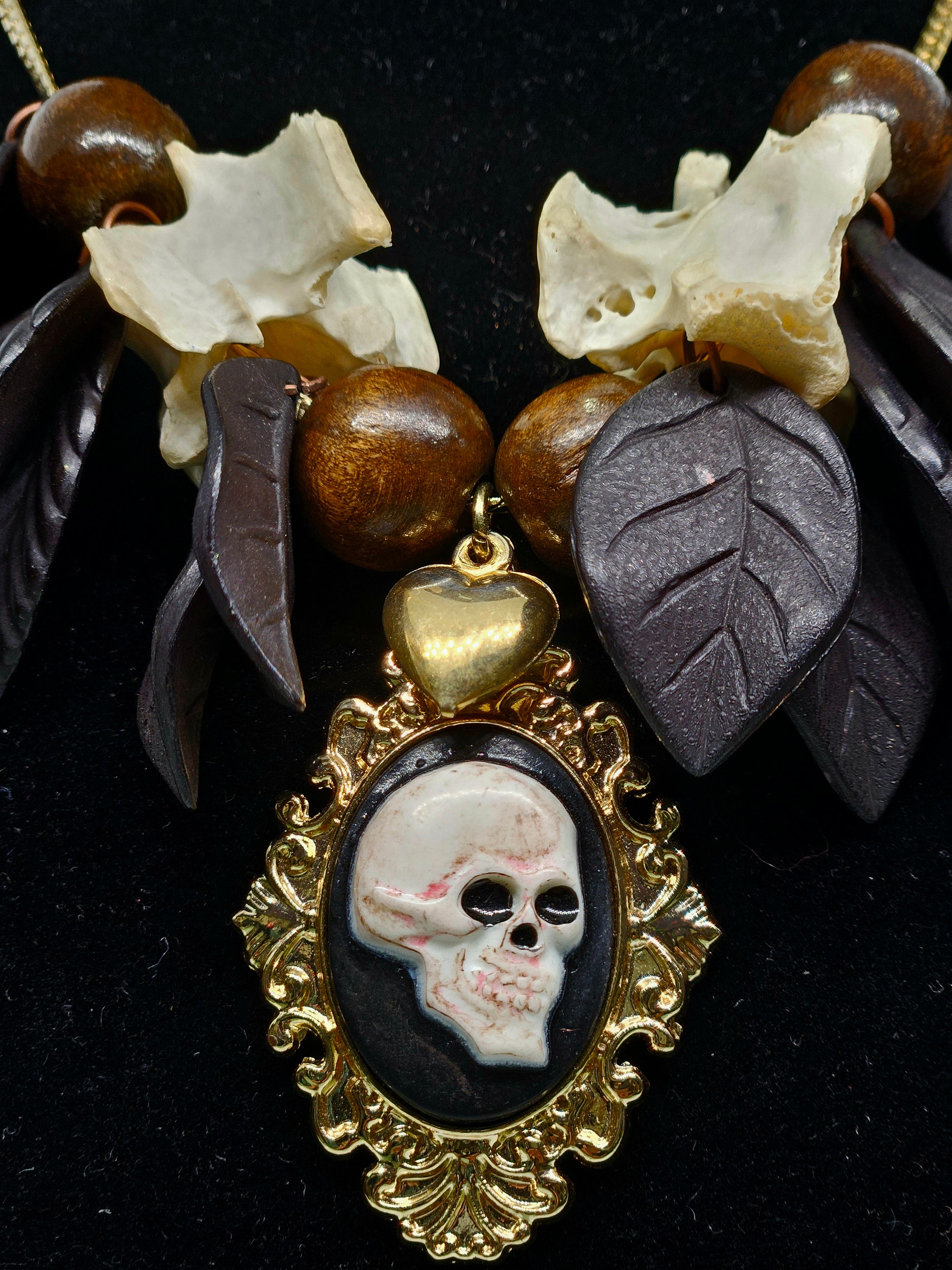 Hex & Bone Skull Cameo Necklace by Boneafide Arts