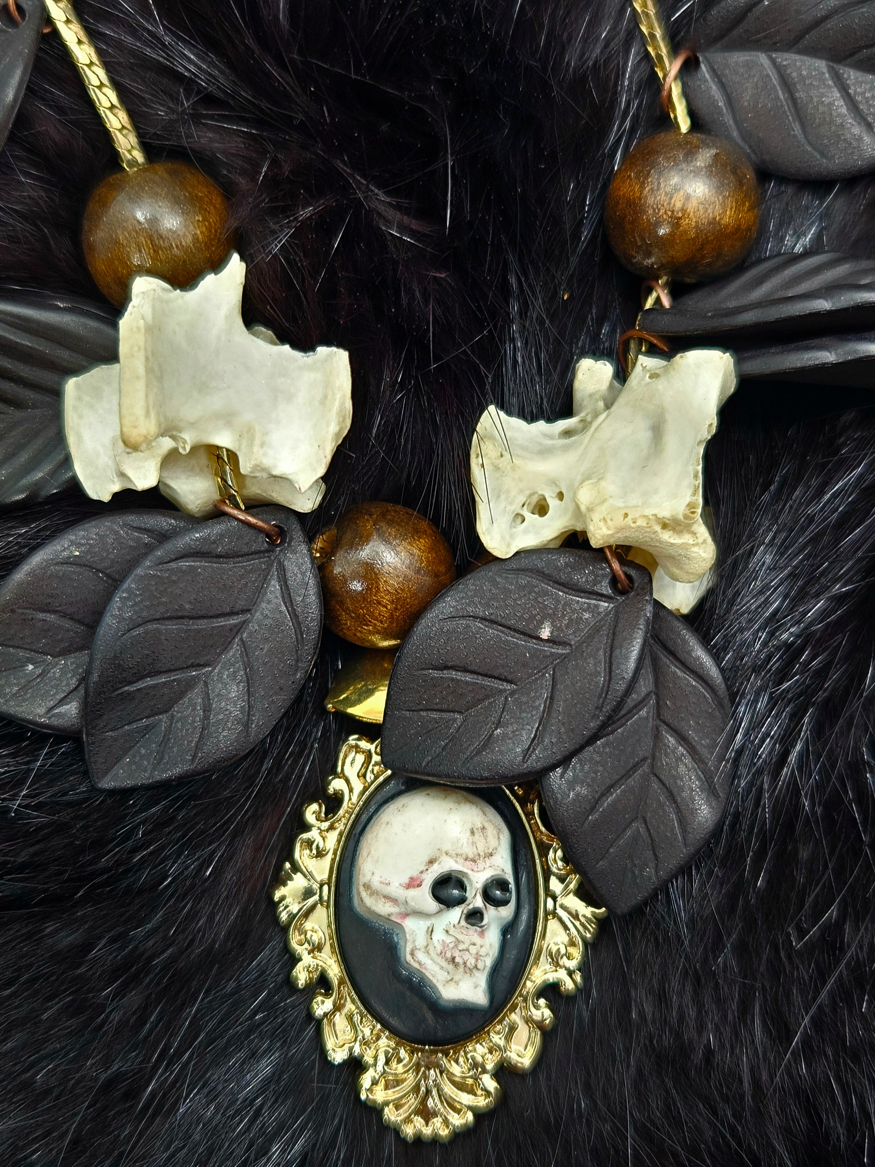 Hex & Bone Skull Cameo Necklace by Boneafide Arts