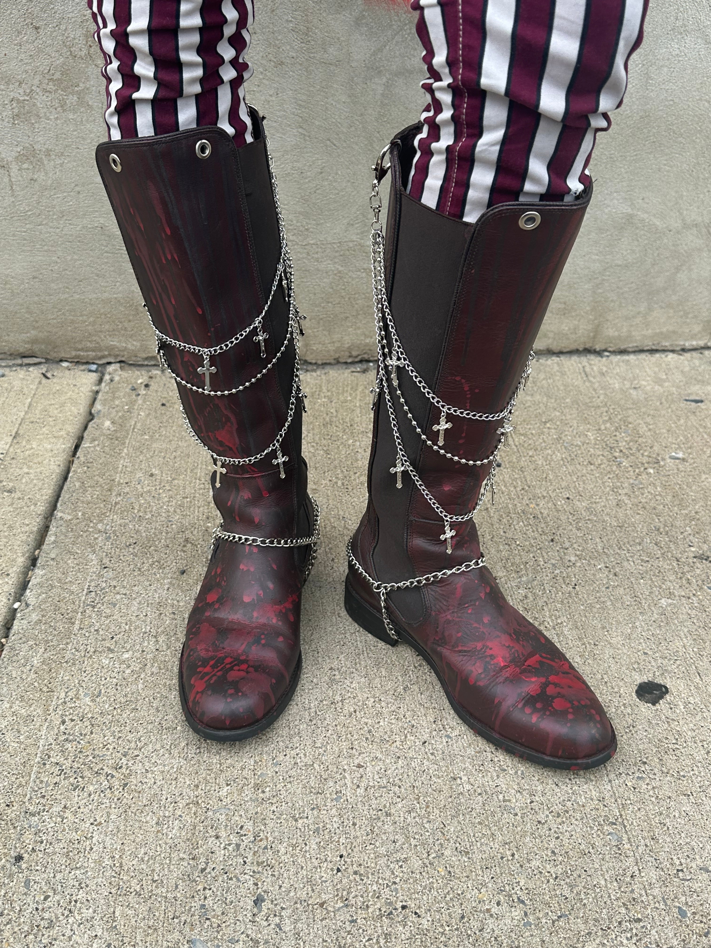 Killer Riding Boots with Chains sz 8.5