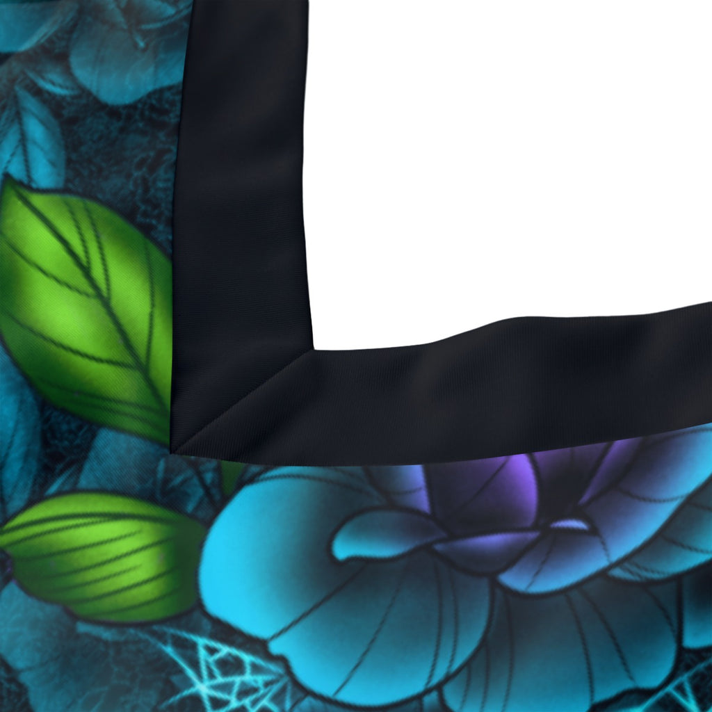 Teal & Purple Spiderweb & Roses Tie Shoulder One-piece Padded Swimsuit Up to 5XL