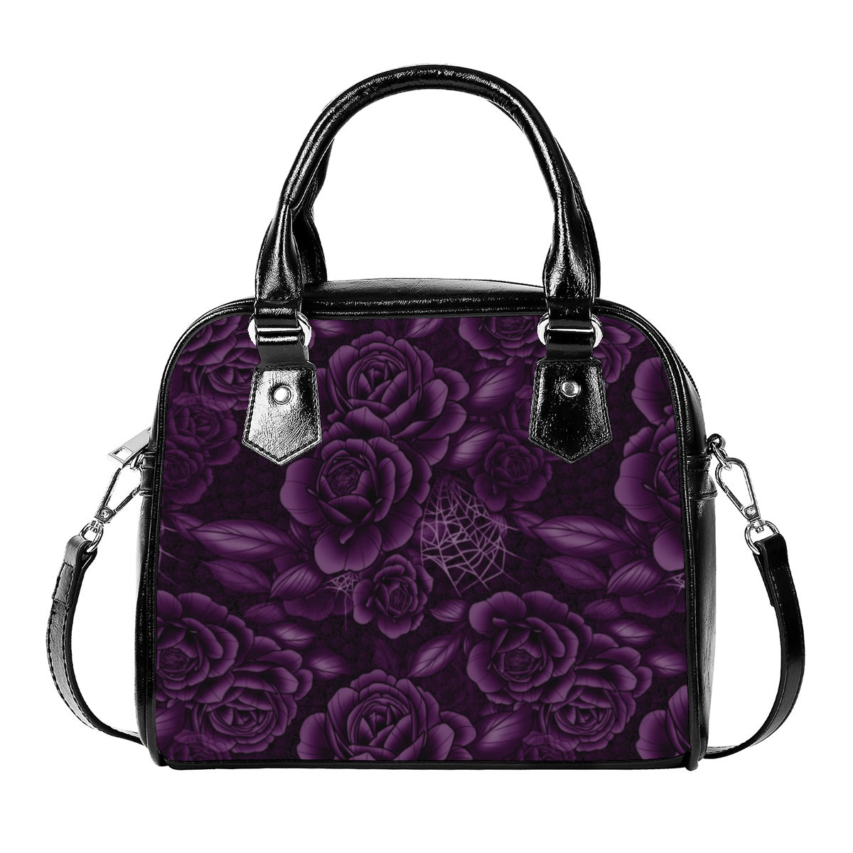 Goth Queen Purple Rose Spider Web Bag