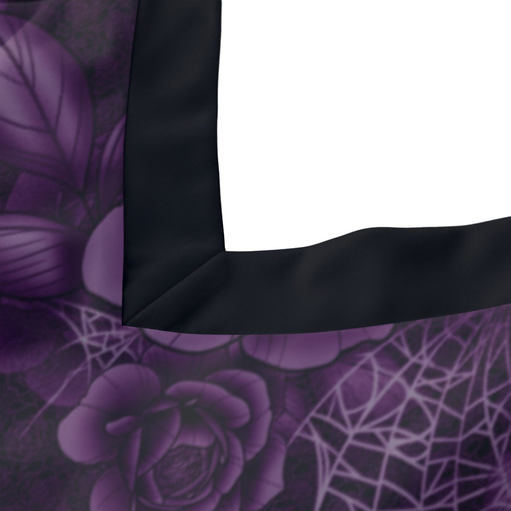 Purple Spiderweb & Rose Tie Shoulder One-piece Padded Swimsuit up to 5XL