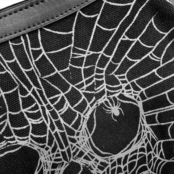 Spiderweb Skull Canvas Handbag
