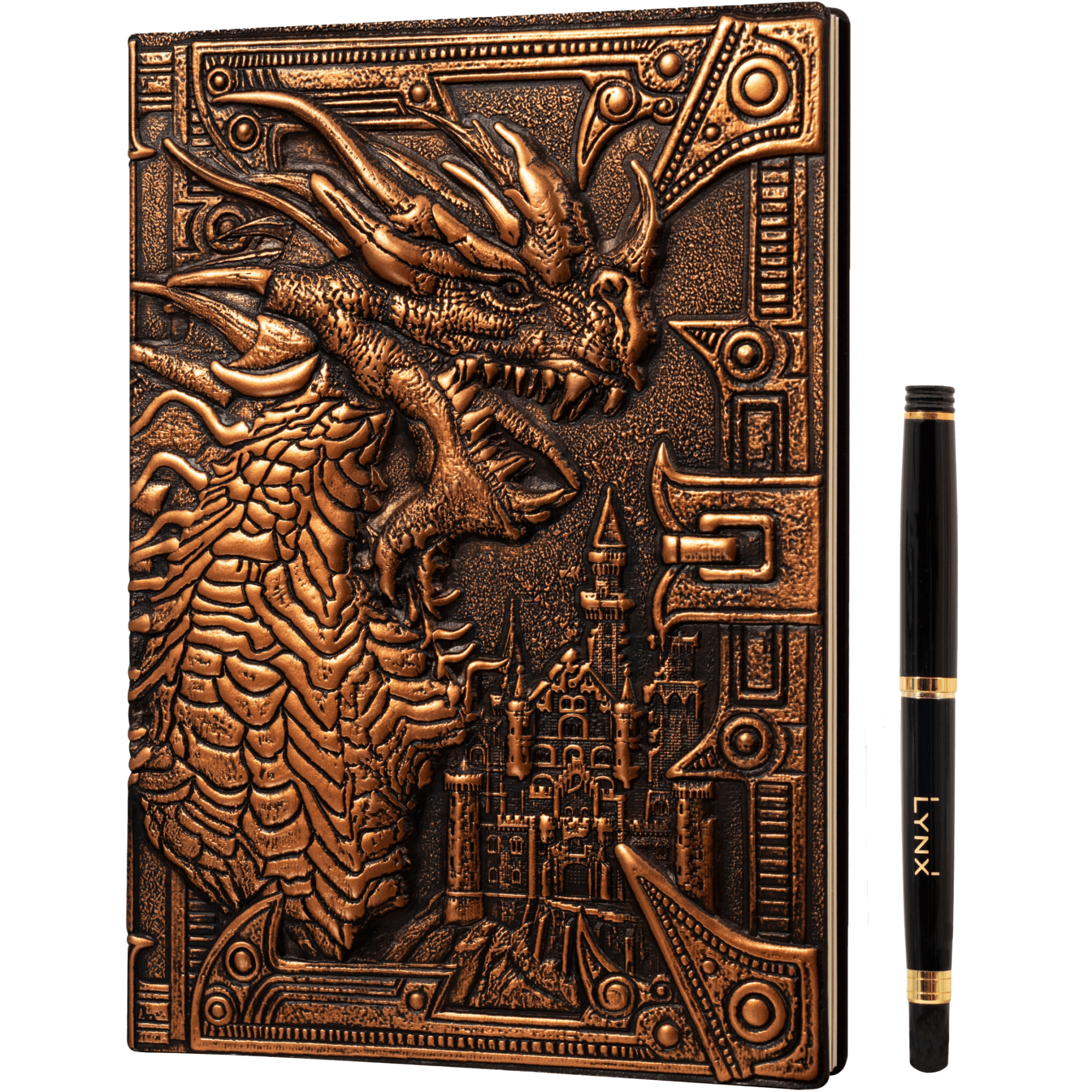 3D Faux-Leather Notebook / Journal - Bronze Dragon - Angel's House of Design Co.