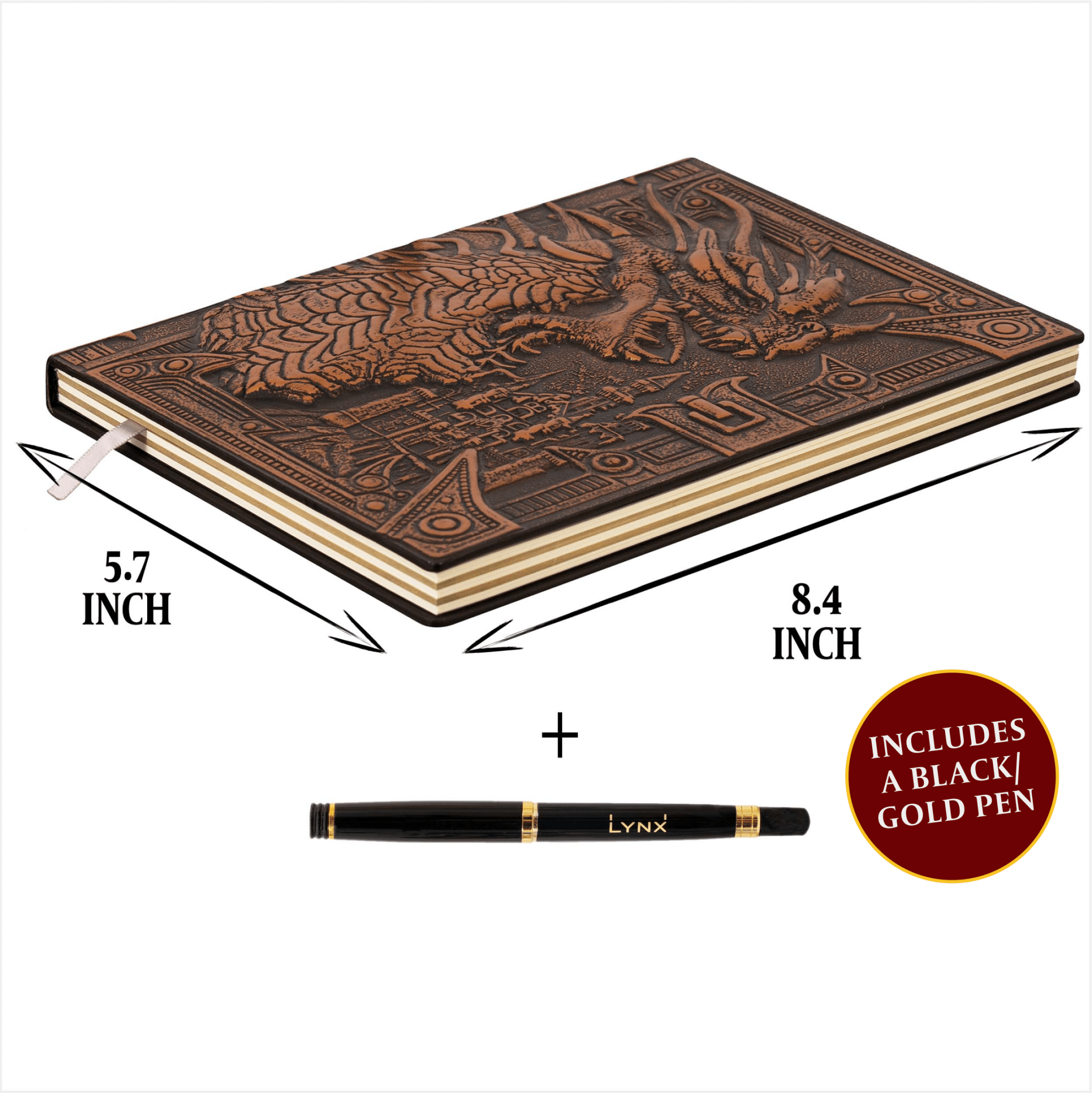 3D Faux-Leather Notebook / Journal - Bronze Dragon - Angel's House of Design Co.