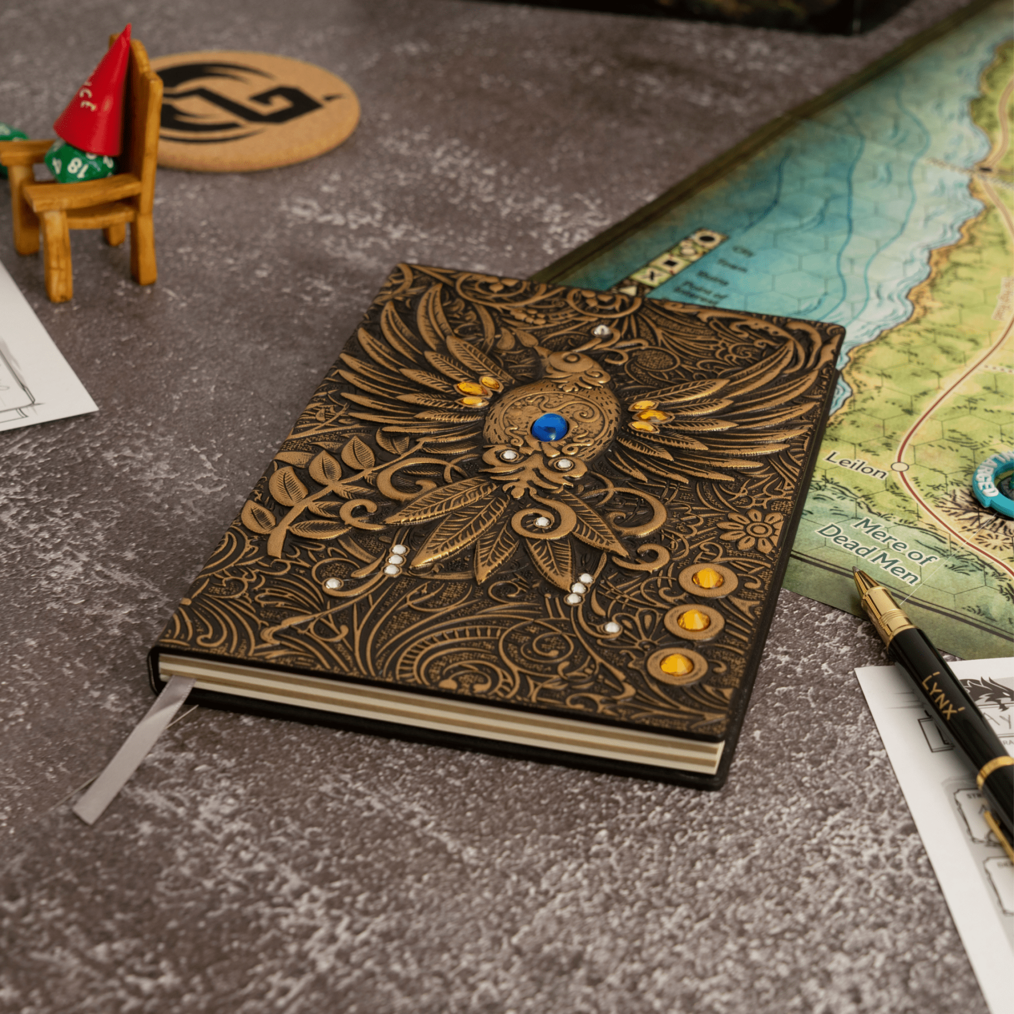 3D Faux-Leather Notebook / Journal - Gold Phoenix - Angel's House of Design Co.