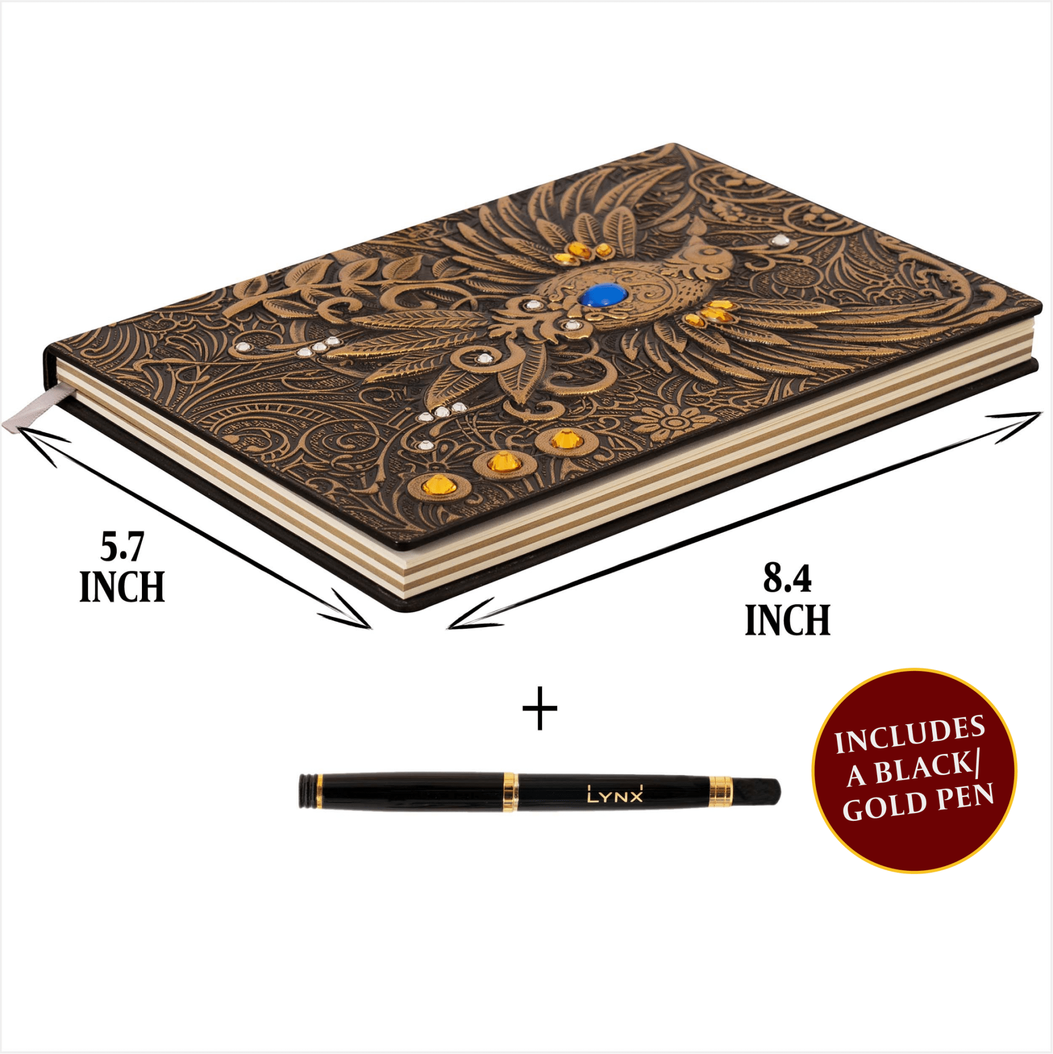 3D Faux-Leather Notebook / Journal - Gold Phoenix - Angel's House of Design Co.