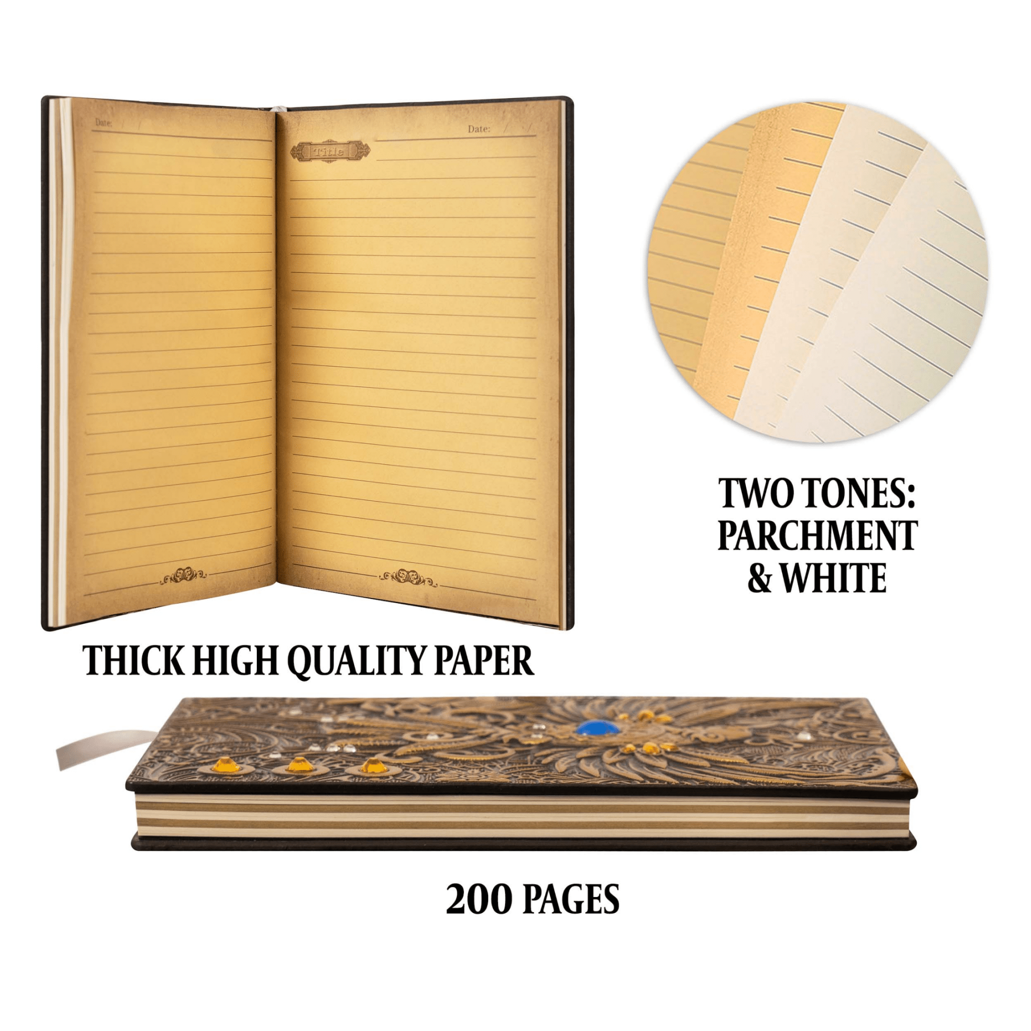 3D Faux-Leather Notebook / Journal - Gold Phoenix - Angel's House of Design Co.