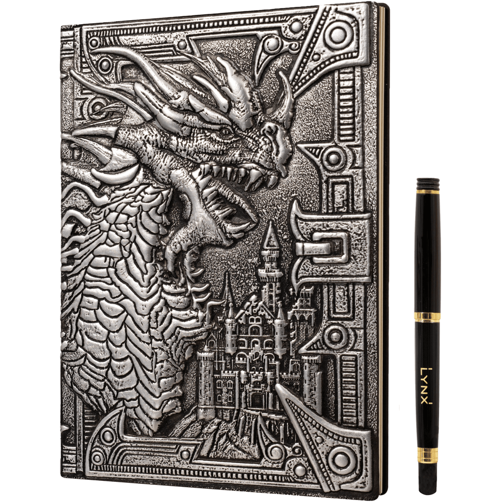3D Faux-Leather Notebook / Journal - Silver Dragon - Angel's House of Design Co.