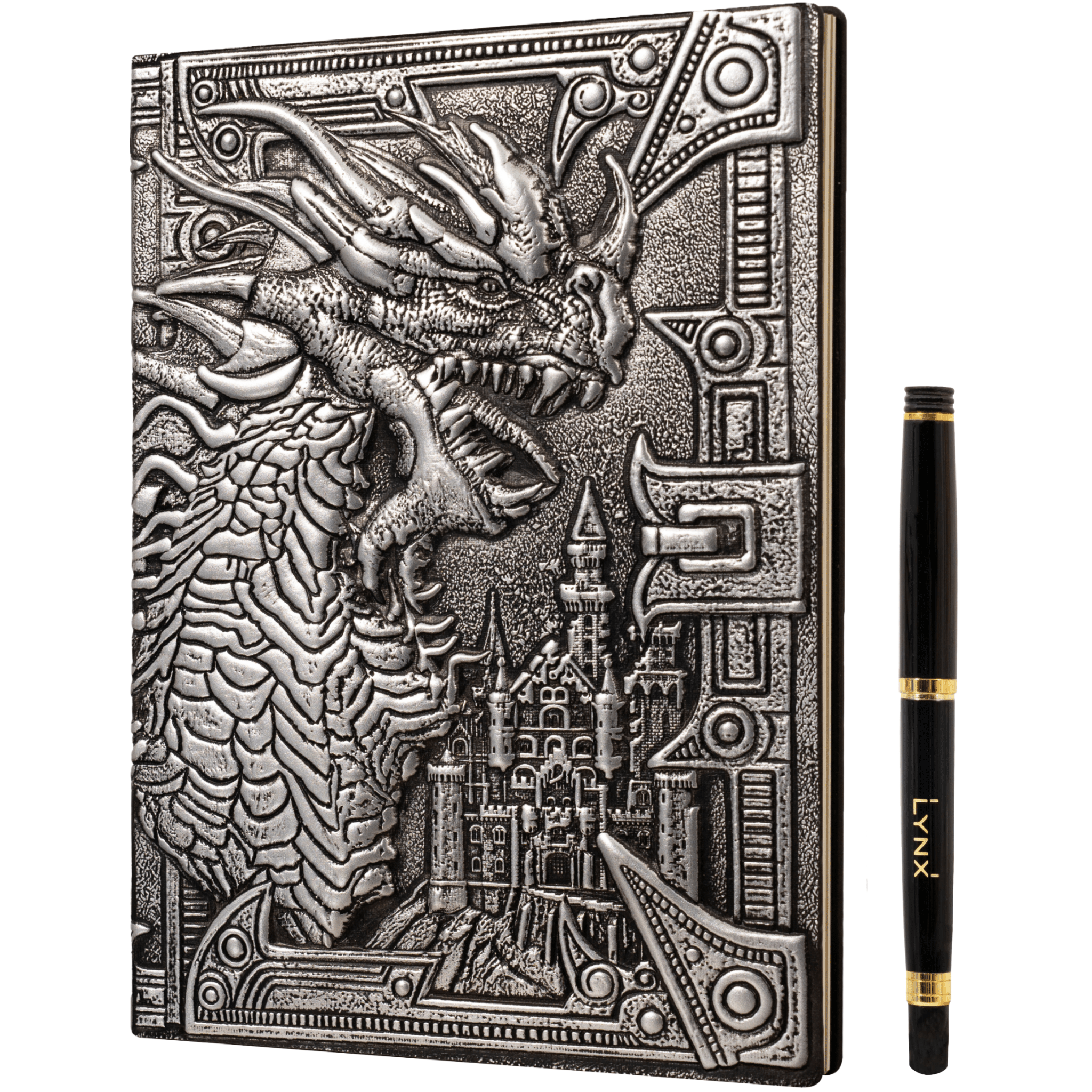 3D Faux-Leather Notebook / Journal - Silver Dragon - Angel's House of Design Co.