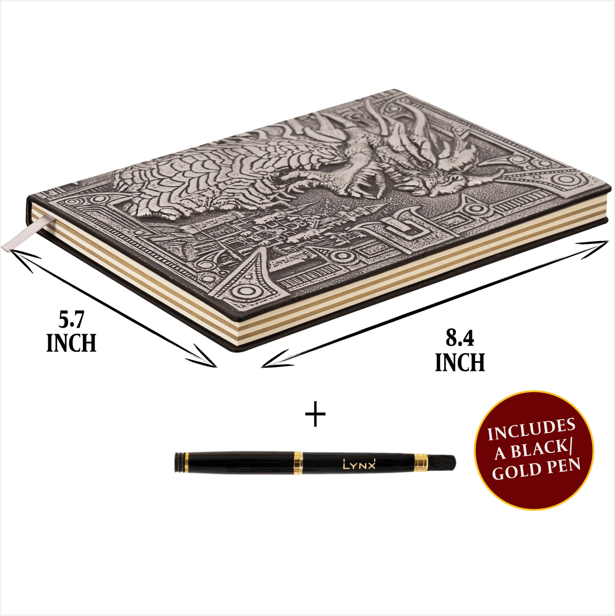3D Faux-Leather Notebook / Journal - Silver Dragon - Angel's House of Design Co.