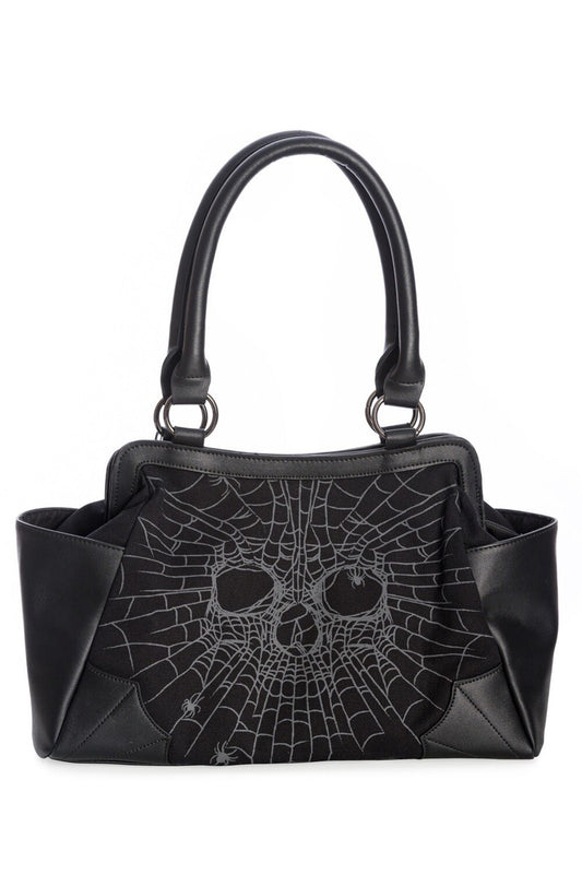 Spiderweb Skull Canvas Handbag