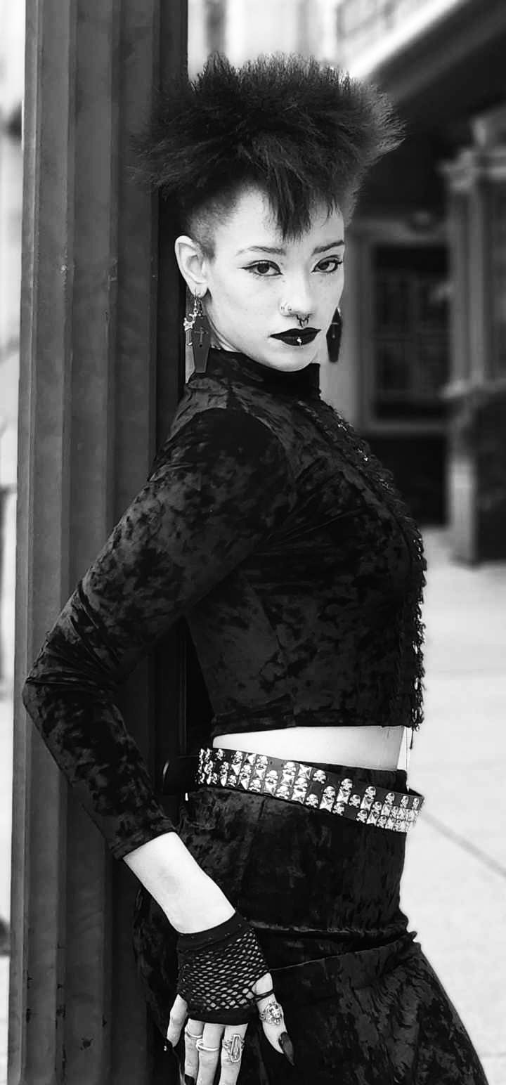 Velvet Mock Neck Crop Top with Ruffles