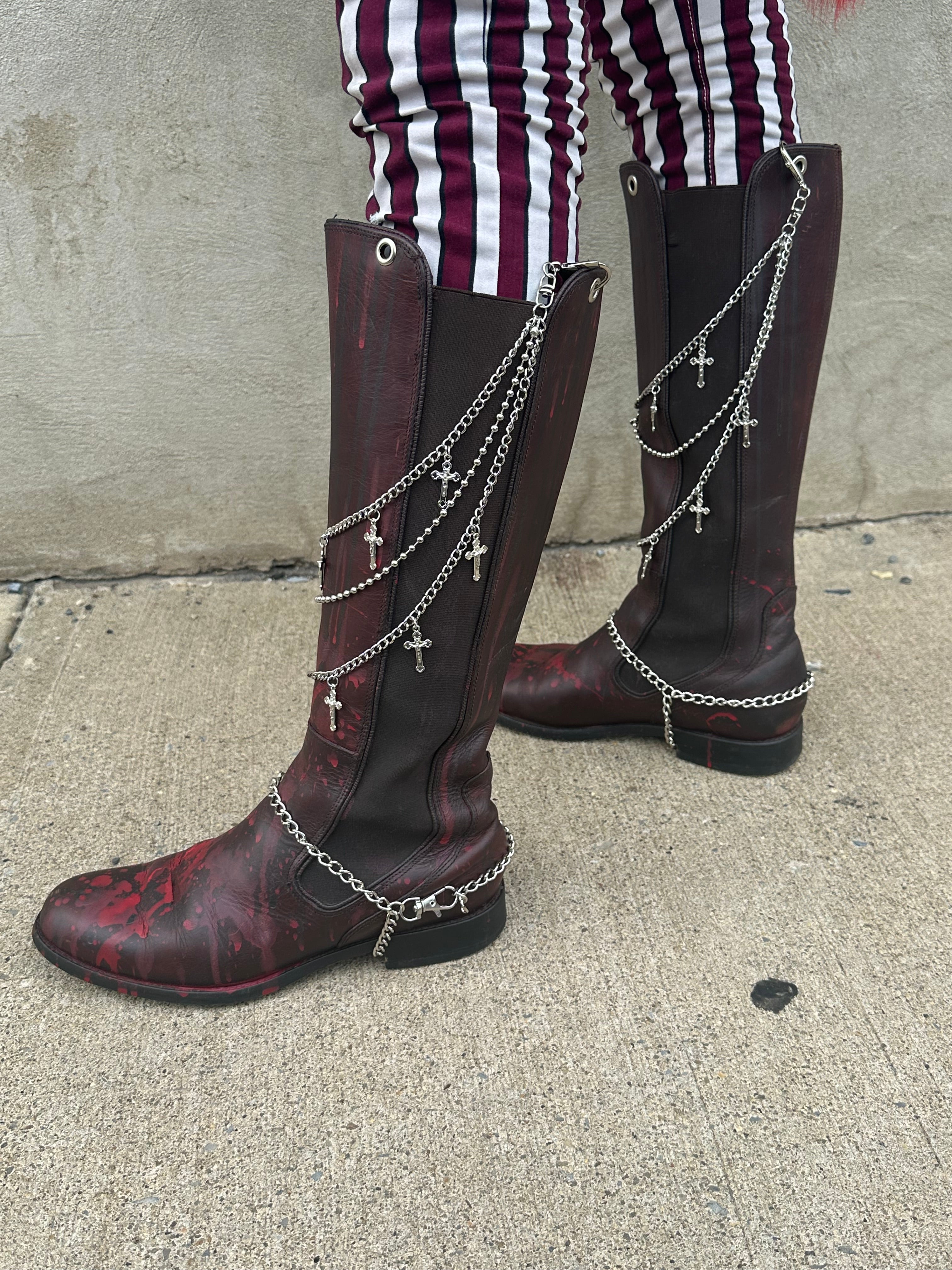 Killer Riding Boots with Chains sz 8.5
