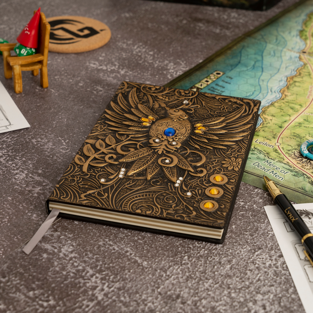3D Faux-Leather Notebook / Journal - Gold Phoenix
